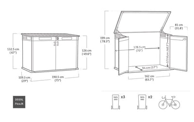 Keter Grande Store 2020L Storage Shed – Grey