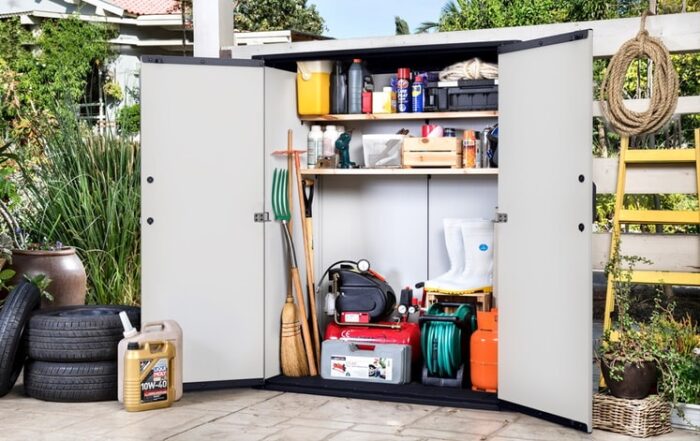 Keter Premier Tall 1400L Storage Cabinet – Light Grey