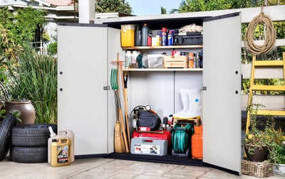 Keter Premier Tall 1400L Storage Cabinet – Light Grey